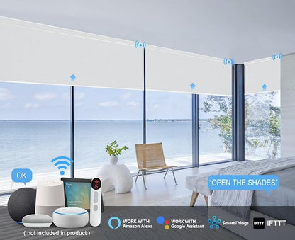 Bringnox Motorized Blinds with Remote,100% Blackout Smart Roller Blinds Compatible with Apple Homekit Google Home and Alexa Via HUB,and Customized