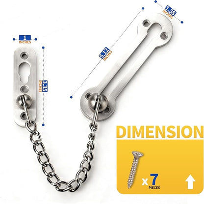Screen Door Latch – Heavy Duty 304 Stainless Steel Apartment Security Lock, French Door Lock, Storm Door Latch, Child Proof & Anti-Break-in Protection (Silver)