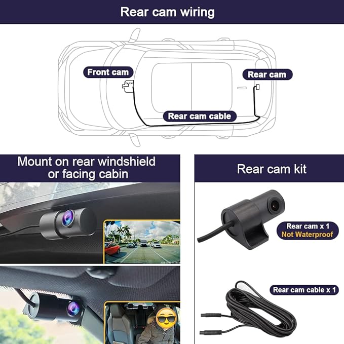 Fitcamx Front 4K+Rear 1080P Dash Cam Adapts for Acura TLX 2024-2025 (HD2-D6430), Integrated OEM Style, Dual HD Video, Built-in WiFi & APP, Loop Recording, Gravity Sensor, Easy to Use, 128GB Card