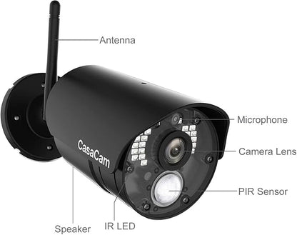 CasaCam GuardianCam Air | AC Powered 720p Night Vision Camera for VS802 and VS1002 Wireless Security System, Add-on Camera, Weather Proof, Two-Way Audio, Model VC800