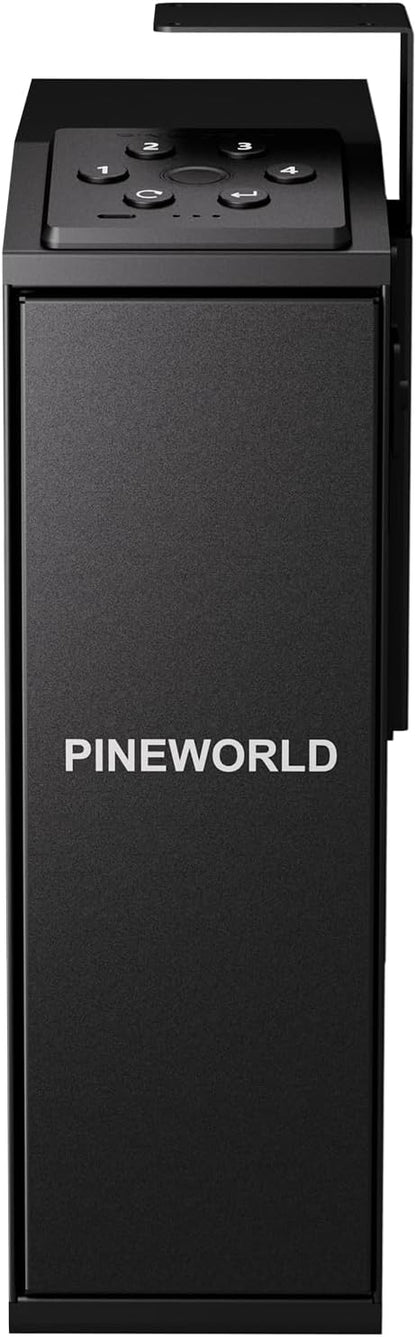 Biometric Slider Figerprint Handgun Safe with Auto Sliding Door&Keypad&Key | PINEWORLD Interior Light & Emergency Power Supply& Voice Navigation & Mute Mode, For Home, Nightstand, Car,Travel. Nice Gift