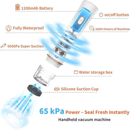 Vacuum Sealer for Food – Keeps Food Fresh up to 10× Longer, Cordless & rechargeable & strong suction for storage & sous vide(Handheld Vacuum Sealer + 20 Reusable Vacuum Bags)
