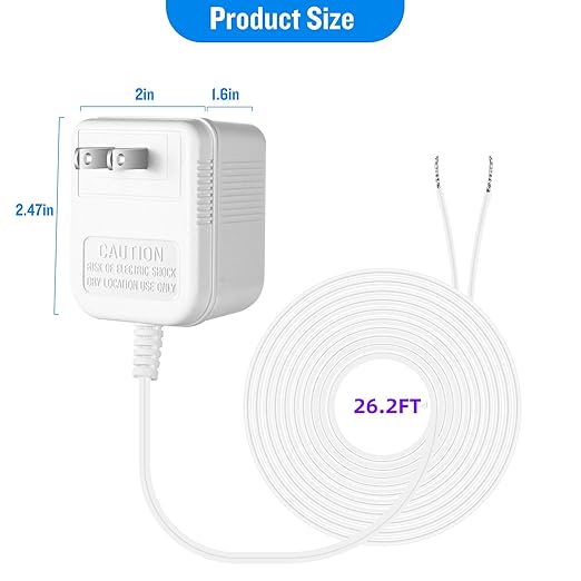 24V AC Power Supply, C Wire Adapter for Smart Thermostat, Fits for Nest Hello August Ring Door Bell and Ecobee Nest Honeywell Smart WiFi Thermostat (with 26.2 Foot White Door Bell Wire)