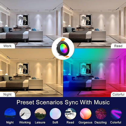 inShareplus 2 Inch Smart LED Recessed Lighting, 5W WiFi RGB Downlight, CCT 2700K-6500K Dimmable Color Changing Ceiling Light with LED Driver, Compatible with Alexa and Google Home, 120V, 6 Pack, Black