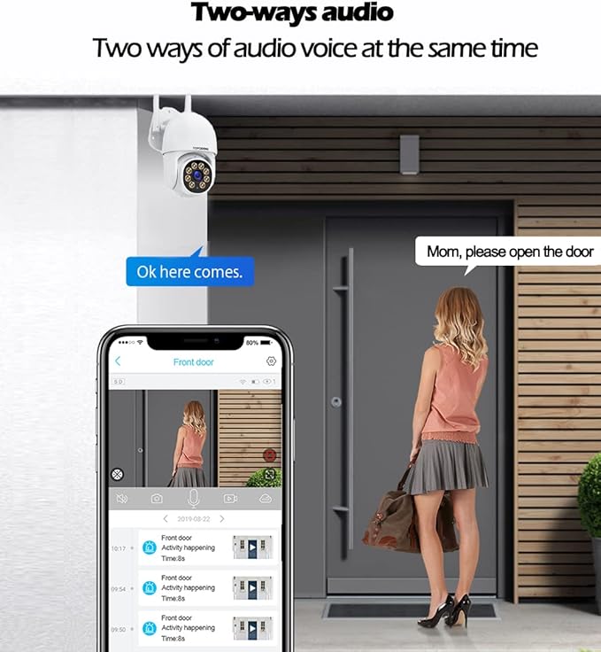 Wi-Fi Security Camera Outdoor 1080P, RTSP IP Surveillance Home WiFi Camera, 350°/120° Pan Tilt Auto Tacking, Human Detection, Color Night Vision, IP66