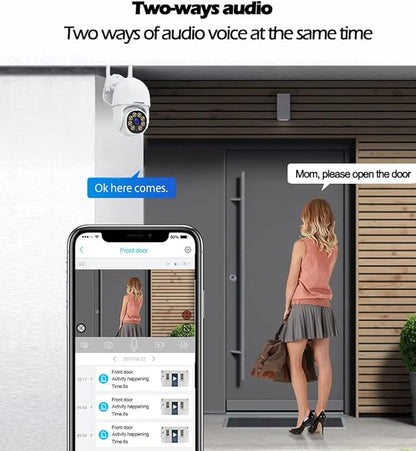 Wi-Fi Security Camera Outdoor 1080P, RTSP IP Surveillance Home WiFi Camera, 350°/120° Pan Tilt Auto Tacking, Human Detection, Color Night Vision, IP66