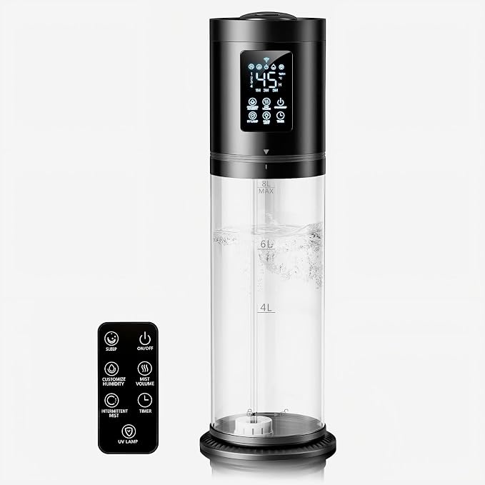 Humidifiers for Bedroom Large Room, 4 Levels Cool Mist Humidifier with Clear Tank, 7 Color Lights Essential Oil Diffuser with 16H Timer, Top Fill Humidifier for Home Plants Office