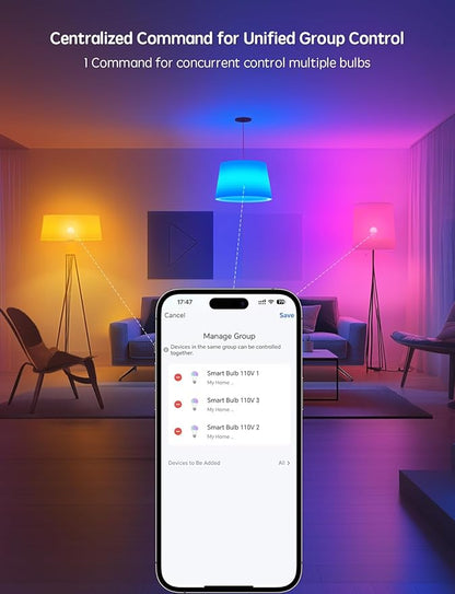 Smart Light Bulbs 8 Pack, A19 E26 850LM WiFi & Bluetooth RGBWW Color Changing LED Bulb RGBWW Compatible with Alexa & Google Assistant, 16 Million Colors Music Sync Color Changing Dimmable Lights Bulb