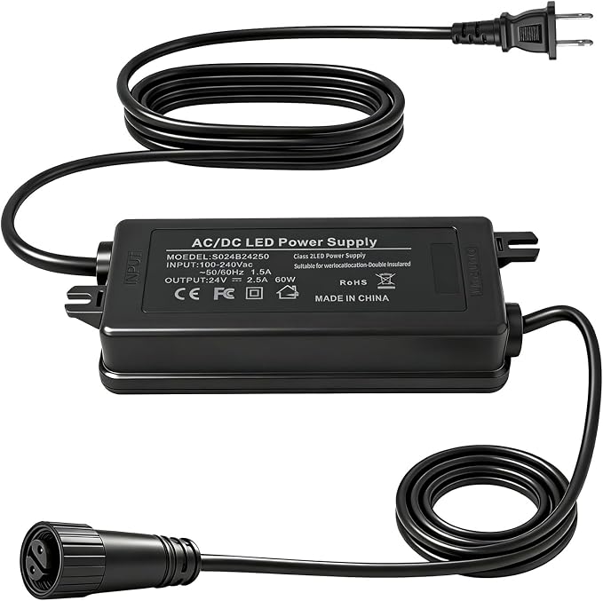 24V 60W Power Adapter for Philips Hue Bridge Outdoor Lighting | Compatible with Philips Hue Lily Spot, Lily XL, Calla Pathway, Impress Lights IP67 Waterproof Single Connector Power Supply