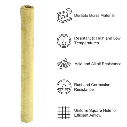 PATIKIL Brass Woven Wire Mesh Screen Roll 39x12, 2 Roll 100 Mesh Filter Metal Coarse Dense Gauze Mesh for Window Security Vent Cover Filtration Animals Fence, Yellow