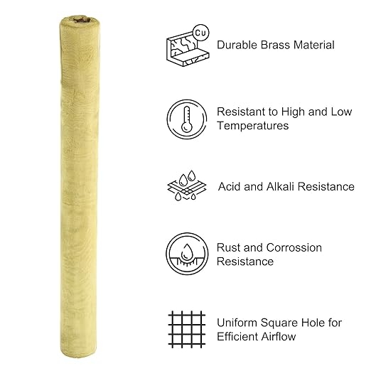 PATIKIL Brass Woven Wire Mesh Screen Roll 39x12, 2 Roll 120 Mesh Filter Metal Coarse Dense Gauze Mesh for Window Security Vent Cover Filtration Animals Fence, Yellow
