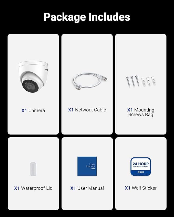 ANNKE 3K PoE Camera with Audio/Mic, IP Turret Security Camera Outdoor Indoor, Color Night Vision, AI Human Detection, IP67 Weatherproof, 116° Wide Angle 2.8mm Lens, 24/7 Recording,RTSP, @20fps