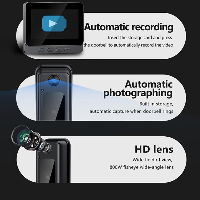 Video Doorbell Intercom with Monitor System, Smart Home Video Intercom Door Phone Kits, 8MP 170° Wide Angle Camera, 4.3 Inch Screen, for Apartment