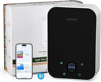 Waterless Oil Diffuser - Pure Essential Oil Diffuser with App Control - 150ml/1700 Sq.Ft. Coverage for Effective Aromatherapy in Home/Office/Hotel (White Black)
