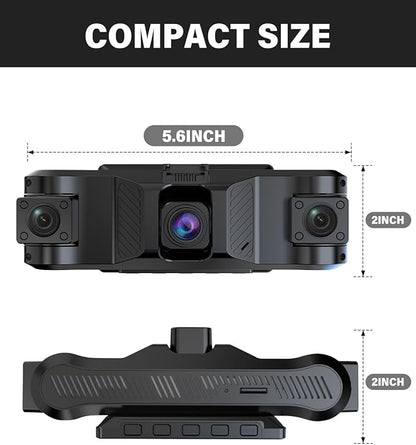 QXTAMO® 4 Channel Dash Cam Front and Rear Inside Left Right, 360 Degree View Dash Camera for Cars, 1080P Dashcam, 5G WiFi Car Camera with Night Vision, 24/7 Parking Monitor, G-Sensor, Free 64GB Card