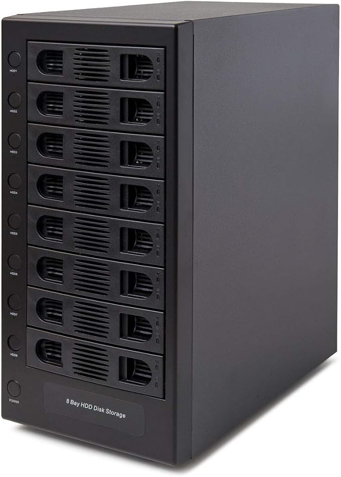 IO CREST Hard Drive Enclosure Supports Multi Bay via USB Interface, Black, 8-Bay