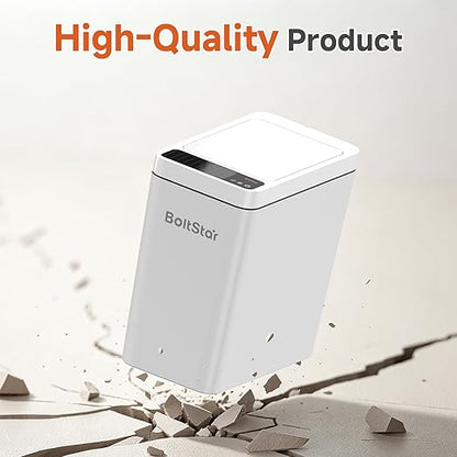 Solar Automatic Bathroom Trash Can: 2.6 Gallon Small Motion Sensor Garbage Can, No Charging Required, Slim Smart Touchless Trash Bin with Lid for Bedroom, Living Room, Office, RV, White