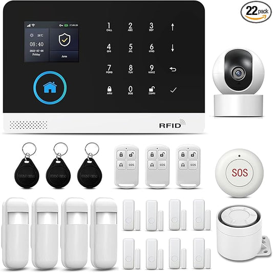 PGST Home Security Systems for House, Wireless Home Security Alarm System, Door/Window Sensor Motion Sensors with App Alert, WiFi+GSM 4G Home Alarm System No Subscription with Camera