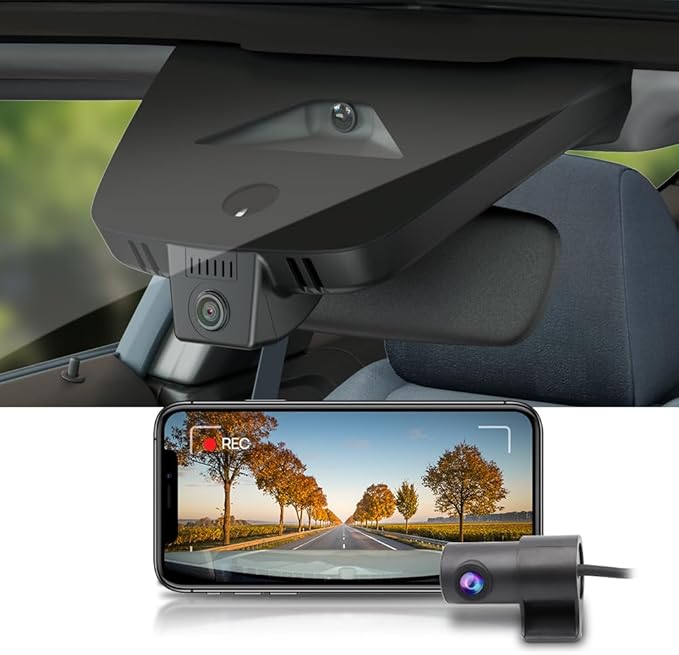 Fitcamx Front 2K+Rear 1080P Dash Cam for 2024 Chevy Blazer EV LT RS (HD2-D1300) with Auto-Dimming, OEM Style, Dual HD Video, Built-in WiFi & APP, Loop Recording, G-Sensor, Easy to Use, 64GB Card