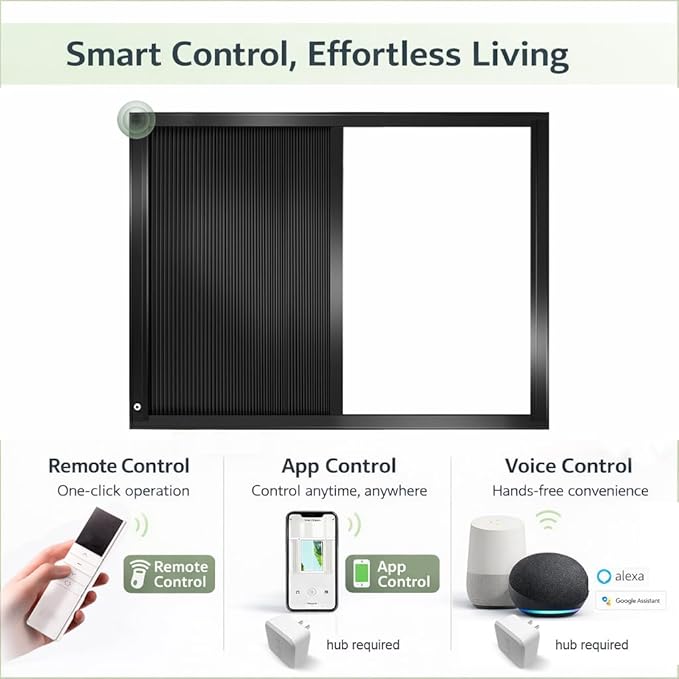 Godark Motorized Bottom Up Celllular Shades WiFi Enabled Smart Honeycomb Blinds Works with Alexa/Google Home Easy Install Blackout Window Blinds with Aluminum Frame Customize Size-White(Black Frame)