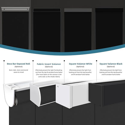 Motorized Shades,Smart Blinds with Remote,100% Blackout Roller Blinds,Work with Google Assistant,Homekit,Automatic Shades,Custom Widths from 16" to 110",Vinyl Black