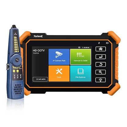 Rsrteng CCTV Camera Tester with Cable Tracer WT255, IPC-1900C Plus 4K 8MP 8K 32MP IP Camera Test 4inch IPS Touch Screen CCTV Tester Support POE PTZ DC12V Output IPC Tester