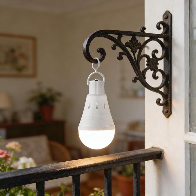 Rechargeable Emergency LED Light Bulb, Wireless Portable Bulb with Hook, Multi-Purpose One-Click Lighting, Water Activated, 7cm x 14cm