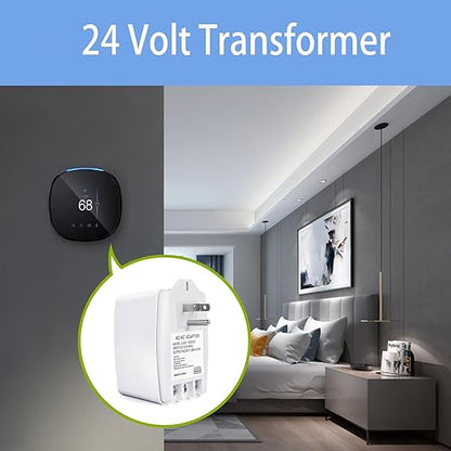 24V 40VA Transformer, Doorbell Transformer Plug in Compatible with Nest, Ecobee, Sensi, Honeywell All Versions of Ring Doorbell Thermostat (Wireless White, 40.0, Watts)