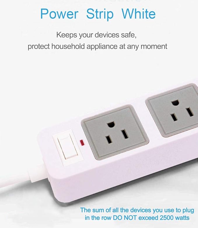 Power Strip 2 to 3 Prong 3 Meters White, 2 Prong USB Power Strip with 9.8ft Extension Long Cord, 3-Outlet Surge Protector with 4 USB Charging Ports for Workbench, Nightstand, Home, Office and Hotel