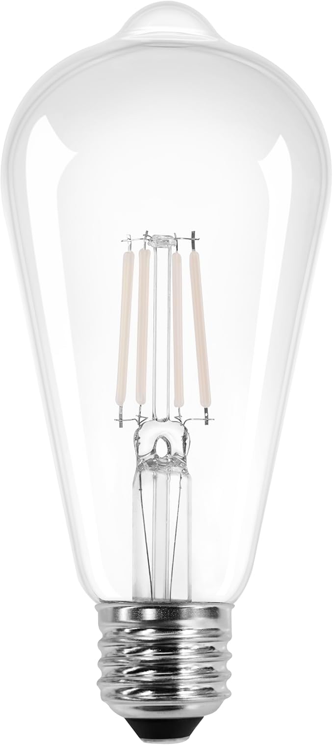 Sylvania ST19 Clear LED White Filament Bulb, 13W, Dimmable, 1500 LMS, Medium Base, 5000K, Daylight - 2 Pack (42251)