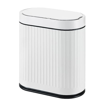 SYNCVIBE Bathroom Sensor Trash Can with Lid Automatic 2 Gallon Smart Garbage Can Bathroom Decor, 7.5 Liter Small Trash Bin, Motion Sensor Waterproof Wastebasket for Office, Bedroom, White Black