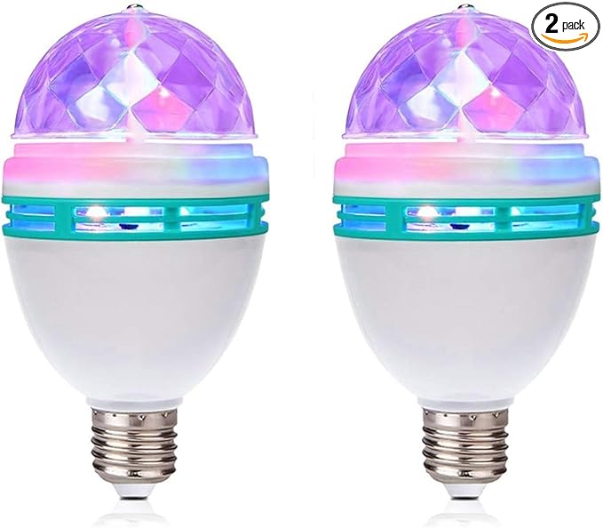 TRENDBOX 1 Pair E27 3W LED Full Color Rotating Auto Crystal Ball Bulb AC 85-260V Mini Party Light Lamp Energy Saving Disco