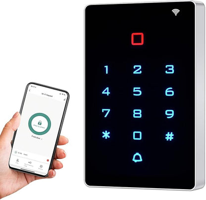 Wireless WiFi Access Control Keypad, Backlight Door Access Control System + 5PCS ID Keychains, Wiegand 26, Password Keypad for House Apartment, TUYA Wireless Entry Security Access Controller