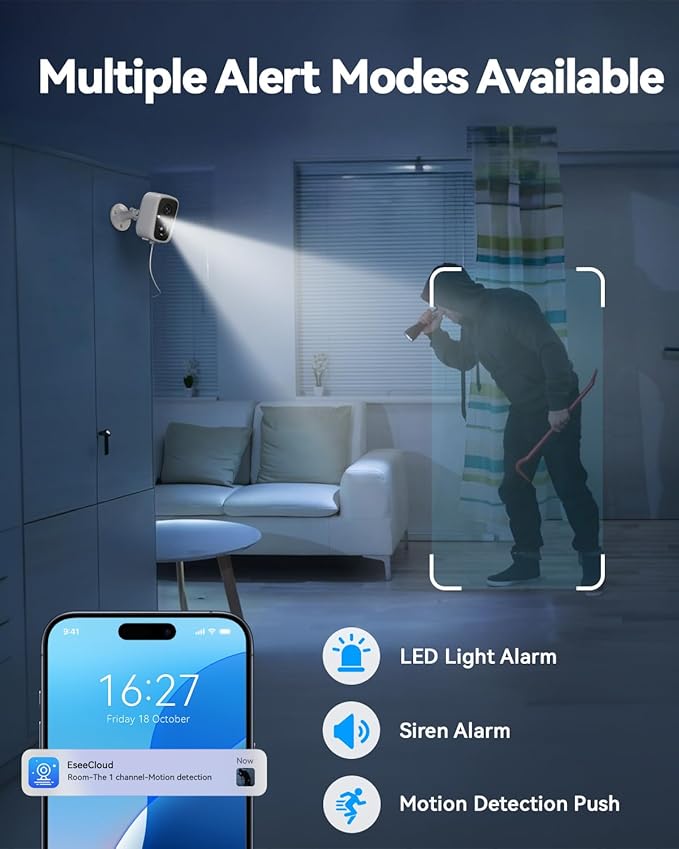Solar Security Camera Outdoor Wireless, 4MP Solar Powered WiFi Cameras for Home Security Surveillance Indoor 2.4G/5G WiFi, Color Night Vision, Motion Detection, SD Card/Cloud Storage