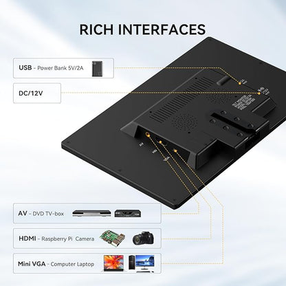 Eyoyo 10 Inch Mini Monitor - 1024x600 Small Computer Screen with HDMI Mini-VGA AV USB Input for Security, LCD PC, Home, Office, POS Systems, Car