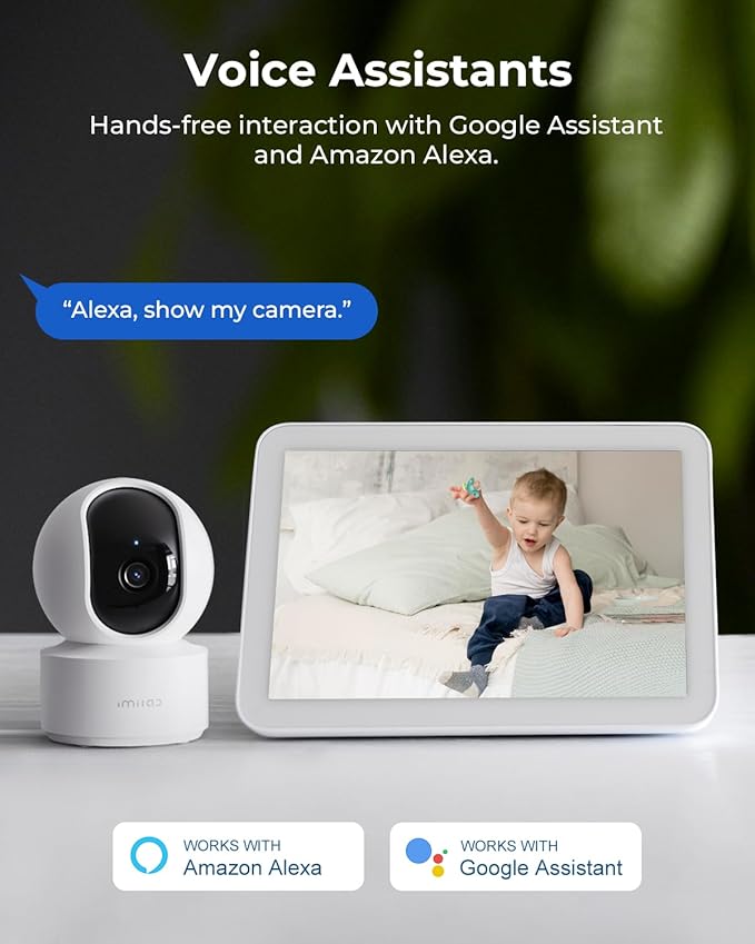 IMILAB 2.5K Indoor Camera, Room Camera for Bedroom, Dog/Pet/Baby/Nanny Cam with Xiaomi Home App, 360° Pan & Tilt Home Security Cam, Night Vision, Two Way Audio, 2.4GHz WiFi (C21 2 Pack)