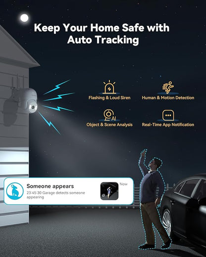 blurams 2Pack Security Cameras Outdoor Wired, 2K 360° PTZ Outdoor Security Camera, Weatherproof, 24/7 Recording with SD Card, Color Night Vision, AI Human Tracking, 2.4/5GHz WiFi6, Work with Alexa