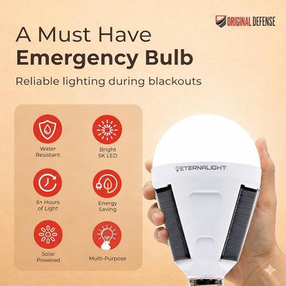 Original Defense EternaLight Rechargeable LED Bulbs (4 Count) - Emergency Light Bulbs with Battery Backup for Power Outages, Home, Camping, and Outdoor Activities - Solar Powered