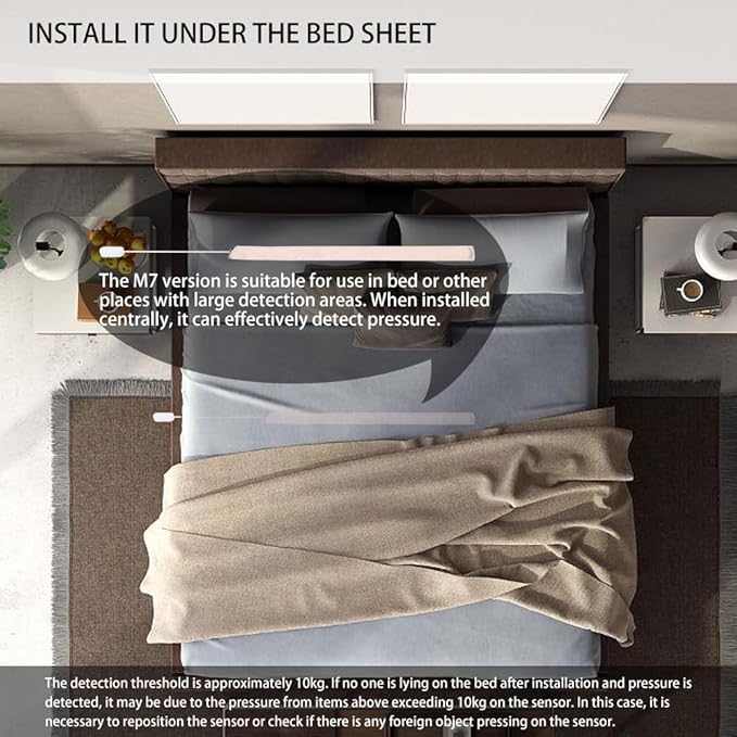 Zigbee Pressure Senor Occupancy/Presence Detector Stress Belt Hidden in Bed/Sofa Battery Powered Tuya Smart Life Home Automation M7