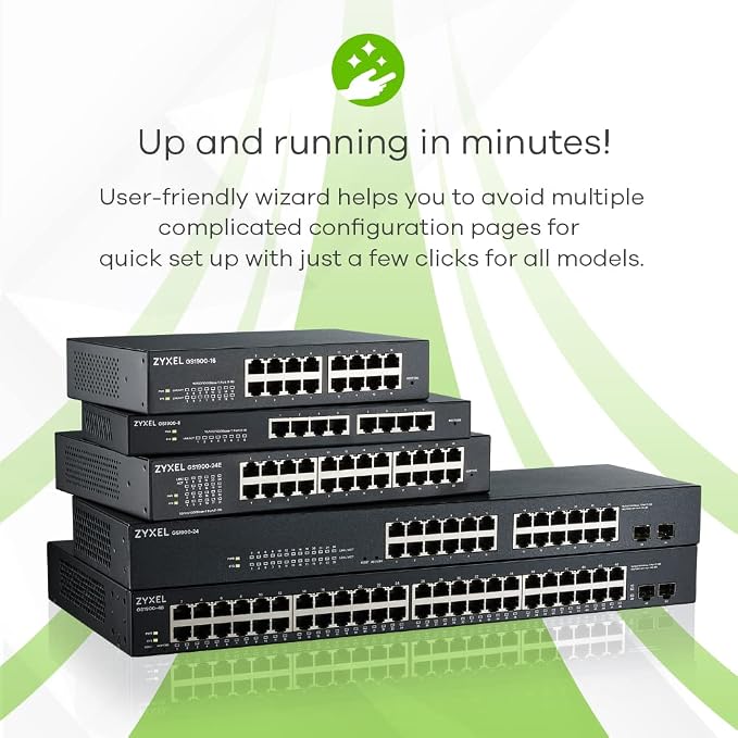 Zyxel 8 Port Network Ethernet Switch | Smart Managed PoE+ | GS1900-8HP | 8x GbE PoE+ with 77W Budget, Fanless, VLAN, QoS, IGMP Snooping, Link Aggregation, Wall Mount Kit Included, TAA Compliant