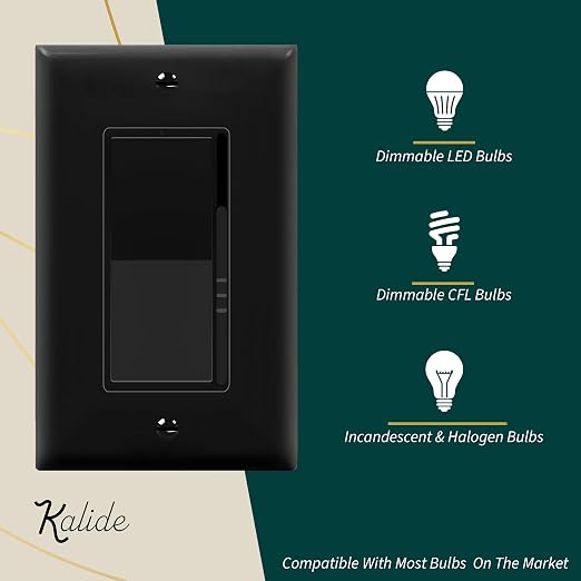 TOPGREENER 300W LED Dimmer Switch, Single Pole or 3-Way, Black, 1P