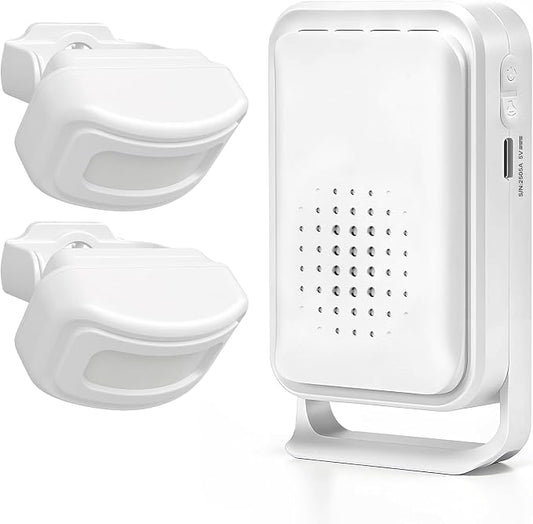 Wireless Motion Sensor Bed Alarm for Elderly - Fall Prevention System for Dementia Patients & Seniors - Caregiver Pager with 5 Volume Levels for Home Safety (1 Caregiver Pager+2 Sensor)