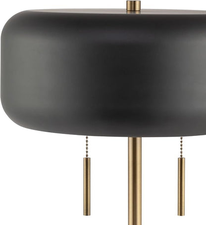 Globe Electric x Novogratz 67347 22" 2-Light Table Lamp, Metallic Dark Gray, Dual Pull Chain Switch, Modern Lighting for Bedroom or Office, Ambient Home Decor, Nightstand Essential