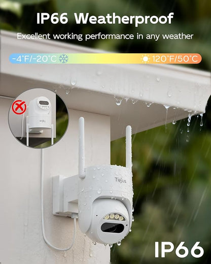 5G/2.4G Security Camera Outdoor, 3MP Wired Cameras 24/7 Recording, Plug-in Power, 360° View, Motion Tracking, Alexa, 2-Way Audio, IP66, Color Night Vision, SD/Cloud Storage(2 Pack)
