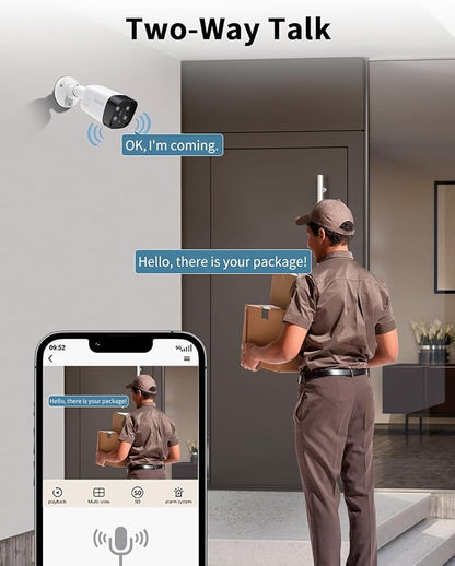 《130°Wide Angle & 2-Way Audio》Outdoor Security Camera System, IP Wired Cameras, 4K Video Surveillance for Home, Surveillance DVR Kits