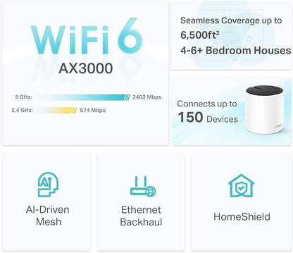 TP-Link Deco X55 AX3000 WiFi 6 Mesh System - Covers up to 6500 Sq.Ft,Replaces Wireless Router and Extender,3 Gigabit Ports per Unit,Supports Ethernet Backhaul,Deco X55,(Pack of 18)