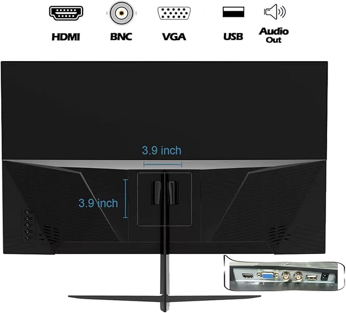 Real HD 32 Inch FHD 1080P CCTV Security Monitor, Thin LED Screen Computer Monitor, 60Hz Refresh Rate with HDMI VGA BNC and Audio, Compatible with 4K, for Surveillance NVR/DVR System