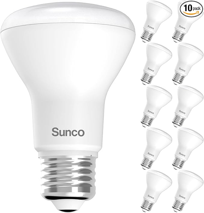 Sunco 10 Pack BR20 LED Bulb Dimmable, Small Recessed Lighting Bulbs, R20 Mini Flood Light Indoor, 550 LM, 7W (50W Equivalent), 3000K Warm White, E26 Base, Can Light for Home, Kitchen, Bedroom UL.