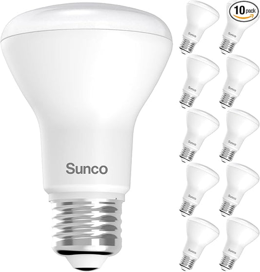 Sunco 10 Pack BR20 LED Bulb Dimmable, Small Recessed Lighting Bulbs, R20 Mini Flood Light Indoor, 550 LM, 7W (50W Equivalent), 5000K Daylight, E26 Base, Can Light for Home, Kitchen, Bedroom UL.