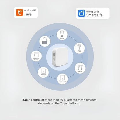 Bluetooth SIG Mesh Wireless Hub Gateway, 2.4GHz WiFi Required, Compatible with Alexa, Google Home, IFTTT, Works with Tuya/Smartlife APP, Smart Bridge for Home Automation Devices